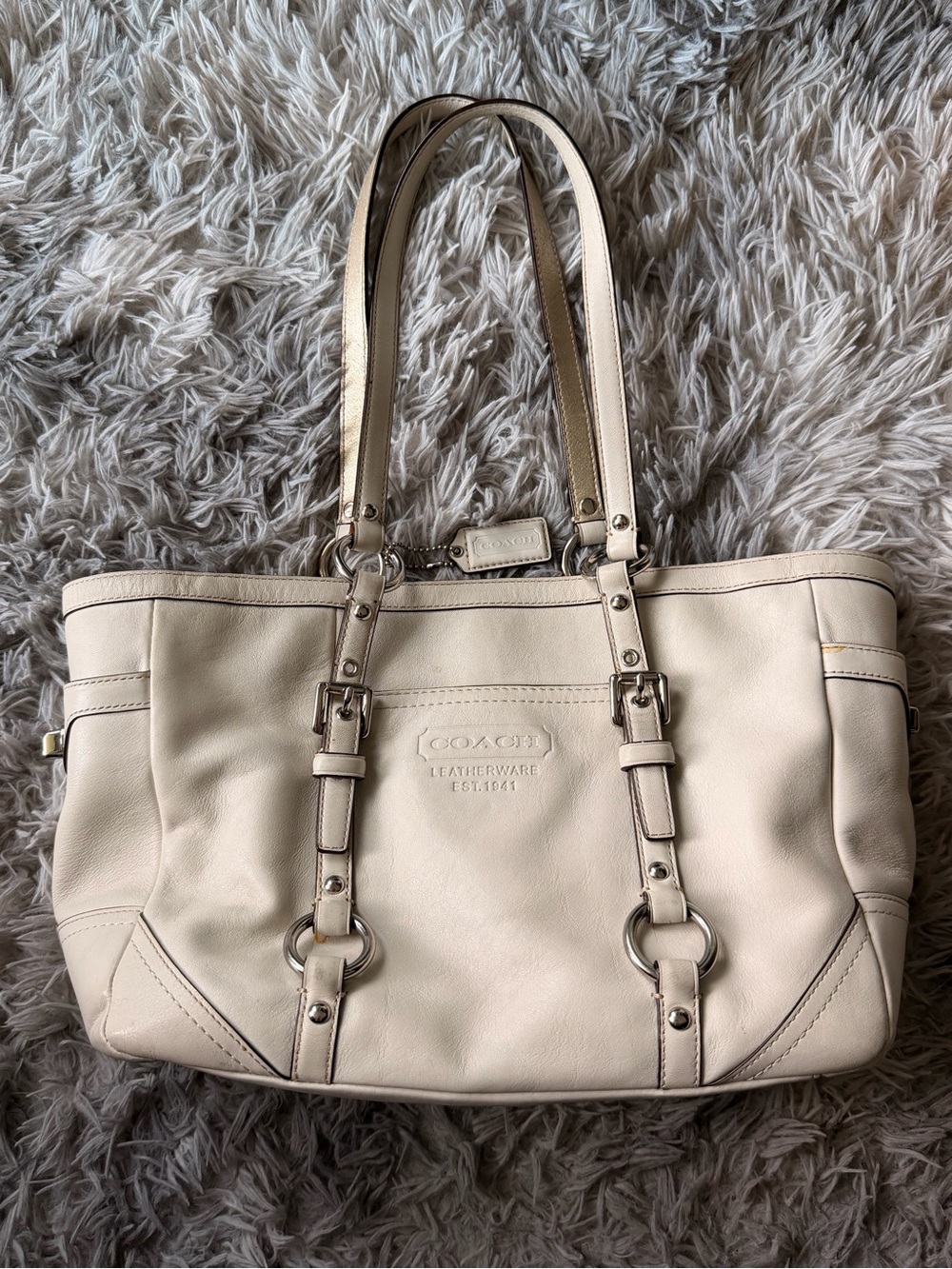 Coach Cream Leather Double-Handle Tote